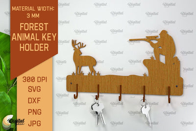 Home Key Holder Forest Laser Cut. Hunting Design SVG SVG Evgenyia Guschina 