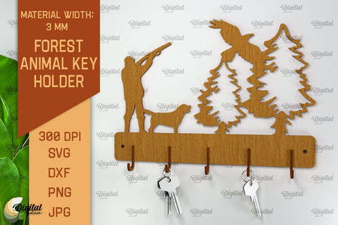 Home Key Holder Forest Laser Cut. Hunting Design SVG SVG Evgenyia Guschina 