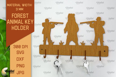 Home Key Holder Forest Laser Cut. Hunting Design SVG SVG Evgenyia Guschina 