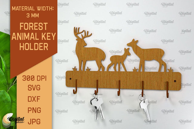 Home Key Holder Forest Laser Cut. Hunting Design SVG SVG Evgenyia Guschina 