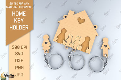 Home Key Holder Laser Cut. 3D Family Keychain SVG SVG Evgenyia Guschina 