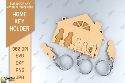 Home Key Holder Laser Cut. 3D Family Keychain SVG SVG Evgenyia Guschina 