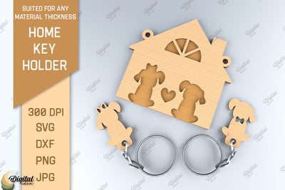 Home Key Holder Laser Cut. 3D Family Keychain SVG SVG Evgenyia Guschina 