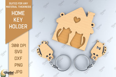 Home Key Holder Laser Cut. 3D Family Keychain SVG SVG Evgenyia Guschina 