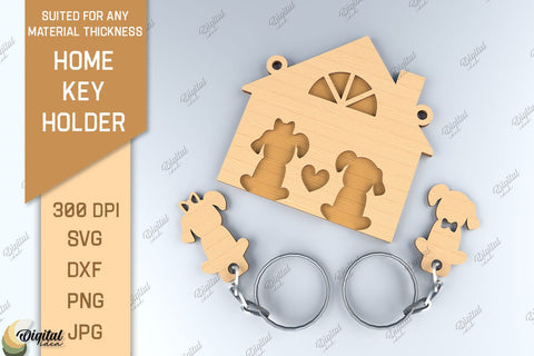 Home Key Holder Laser Cut Bundle. 3D Family Keychain SVG SVG Evgenyia Guschina 