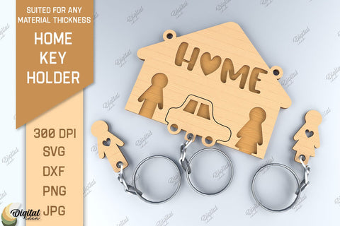 Home Key Holder Laser Cut Bundle. 3D Family Keychain SVG SVG Evgenyia Guschina 