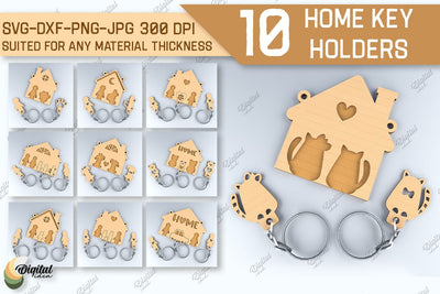 Home Key Holder Laser Cut Bundle. 3D Family Keychain SVG SVG Evgenyia Guschina 