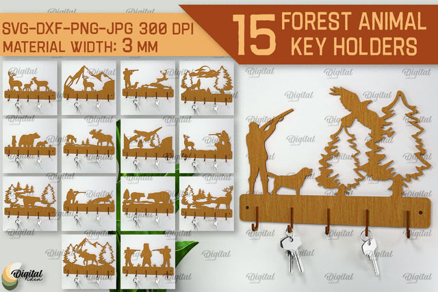 Home Key Holders Forest Laser Cut Bundle. Hunting Design SVG SVG Evgenyia Guschina 