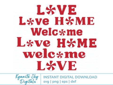Home Love Welcome SVG bundle words with Christmas peppermints SVG Kyanite Sky Digitals 