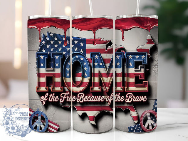 Home of the Free 20oz Tumbler Wrap, Home of the Free Tumbler, 20oz Sublimation Wrap, American Flag Tumbler, Freedom Tumbler Design, USA Pride Drinkware, Fourth of July Gift Sublimation ToriDesigns 