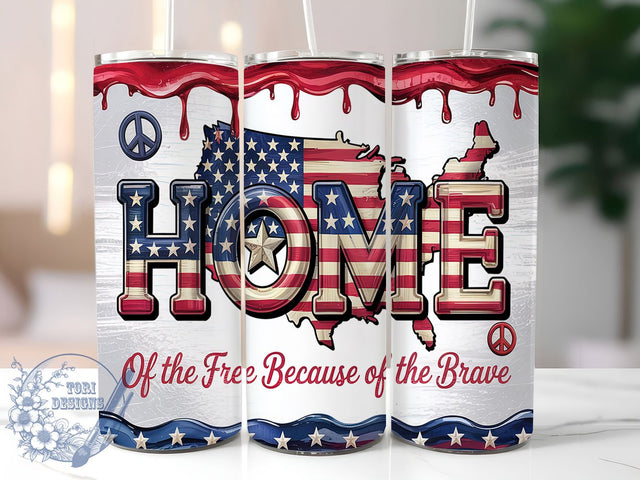 Home of the Free 20oz Tumbler Wrap, Home of the Free Tumbler, 20oz Sublimation Wrap, American Flag Tumbler, Freedom Tumbler Design, USA Pride Drinkware, Fourth of July Gift Sublimation ToriDesigns 