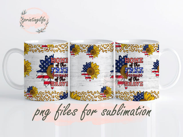 Home of the free because of the brave png, USA tumbler png, sunflower tumbler png, sublimate designs download Sublimation PrintingLife 