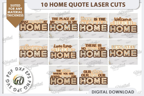 Home Quotes Laser Cut Bundle. Home Wall Decor SVG Design SVG Evgenyia Guschina 