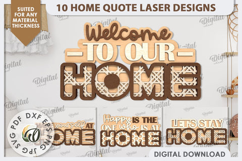 Home Quotes Laser Cut Bundle. Home Wall Decor SVG Design SVG Evgenyia Guschina 