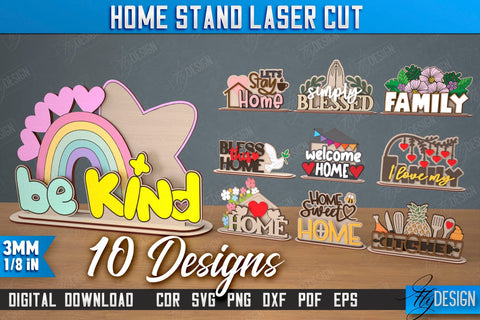 Home Stand Bundle | Table Sign | Decorative Stand | Kind Inscriptions | CNC Files SVG Fly Design 