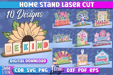 Home Stand Laser Cut Bundle | Table Sign Design | Decorative Stand | Kind Inscriptions | CNC File SVG The T Store Design 