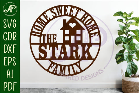 Home sweet home family name wall art sign, SVG personalized SVG APInspireddesigns 