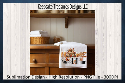 'Home Sweet Home' Gingerbread House and Festive Characters in Whimsical Typography Sublimation Keepsake Treasures Designs LLC. 