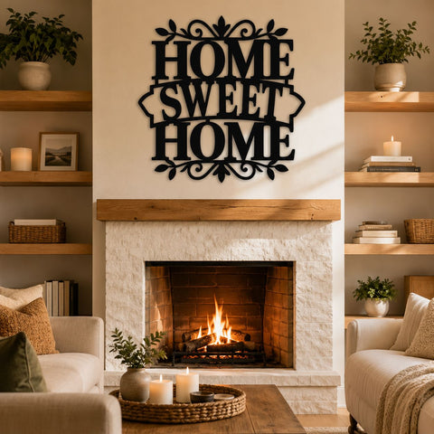 Home Sweet Home Laser SVG | Laser Cut File | Metal Wall Art DXF | CNC Plasma Cut Design | Farmhouse Porch Sign | Instant Download SVG HappyDesignStudio 