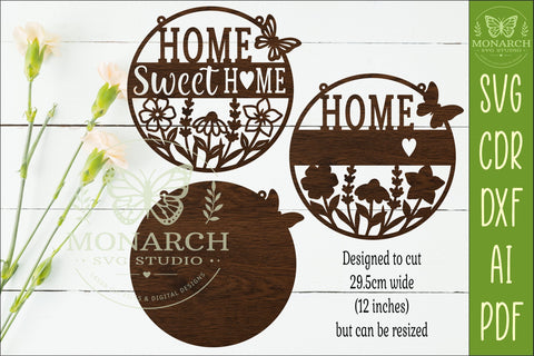 Home Sweet Home Layered SVG | Round Farmhouse Wall Sign SVG APInspireddesigns 