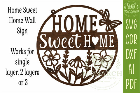 Home Sweet Home Layered SVG | Round Farmhouse Wall Sign SVG APInspireddesigns 