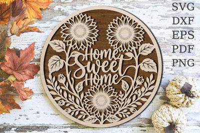 Home Sweet Home Sunflower Laser Cut SVG SVG Rupkotha 