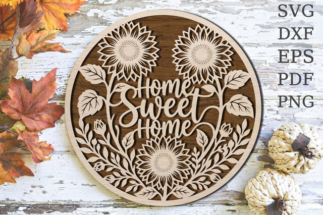 Home Sweet Home Sunflower Laser Cut SVG SVG Rupkotha 