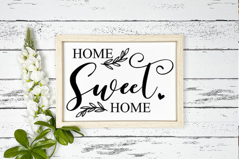 Home Sweet Home SVG I Spring Sign SVG I Farmhouse Spring SVG Happy Printables Club 