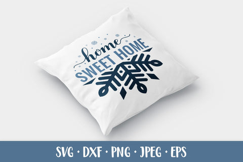 Home Sweet Home SVG. Winter snowflake round door sign SVG LaBelezoka 