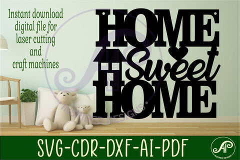 Home sweet home wall art sign, SVG file. vector SVG APInspireddesigns 