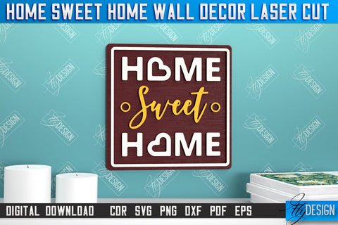 Home Sweet Home Wall Décor Bundle | Happy Place | Housewarming Gift | Wall Sign | CNC File SVG Fly Design 