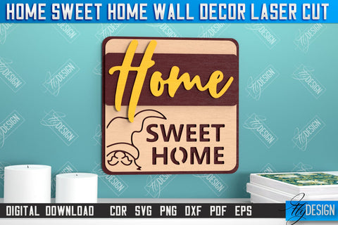 Home Sweet Home Wall Décor Bundle | Happy Place | Housewarming Gift | Wall Sign | CNC File SVG Fly Design 