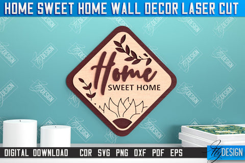 Home Sweet Home Wall Décor Bundle | Happy Place | Housewarming Gift | Wall Sign | CNC File SVG Fly Design 