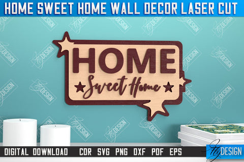 Home Sweet Home Wall Décor Bundle | Happy Place | Housewarming Gift | Wall Sign | CNC File SVG Fly Design 