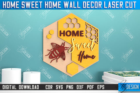 Home Sweet Home Wall Décor Bundle | Happy Place | Housewarming Gift | Wall Sign | CNC File SVG Fly Design 