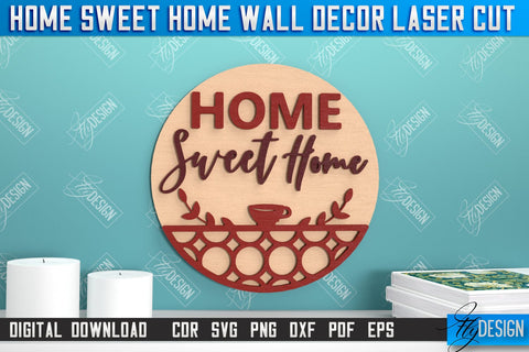 Home Sweet Home Wall Décor Bundle | Happy Place | Housewarming Gift | Wall Sign | CNC File SVG Fly Design 