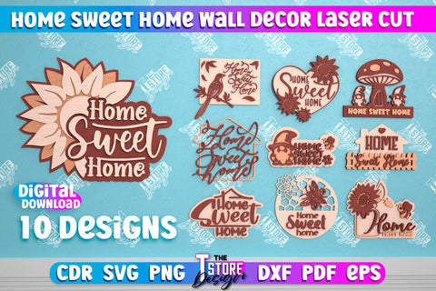 Home Sweet Home Wall Décor Bundle | Happy Place | Housewarming Gift | Wall Sign | CNC File SVG The T Store Design 