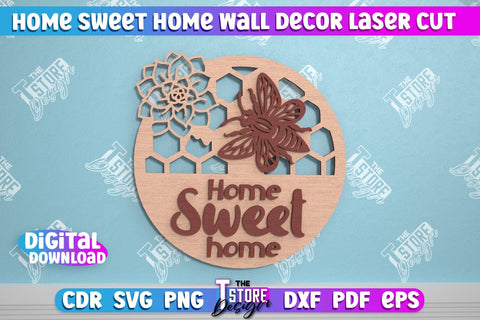Home Sweet Home Wall Décor Bundle | Happy Place | Housewarming Gift | Wall Sign | CNC File SVG The T Store Design 