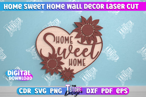 Home Sweet Home Wall Décor Bundle | Happy Place | Housewarming Gift | Wall Sign | CNC File SVG The T Store Design 