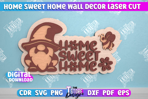 Home Sweet Home Wall Décor Bundle | Happy Place | Housewarming Gift | Wall Sign | CNC File SVG The T Store Design 