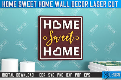 Home Sweet Home Wall Décor | Happy Place | Housewarming Gift | Wall Sign | CNC File SVG Fly Design 