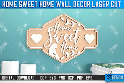 Home Sweet Home Wall Décor | Happy Place | Housewarming Gift | Wall Sign | CNC File SVG Fly Design 