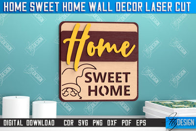 Home Sweet Home Wall Décor | Happy Place | Housewarming Gift | Wall Sign | CNC File SVG Fly Design 