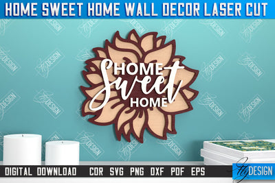 Home Sweet Home Wall Décor | Happy Place | Housewarming Gift | Wall Sign | CNC File SVG Fly Design 