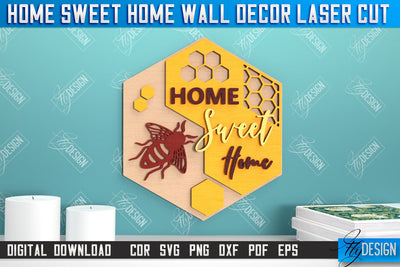 Home Sweet Home Wall Décor | Happy Place | Housewarming Gift | Wall Sign | CNC File SVG Fly Design 