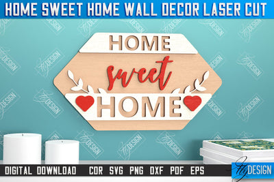 Home Sweet Home Wall Décor | Happy Place | Housewarming Gift | Wall Sign | CNC File SVG Fly Design 