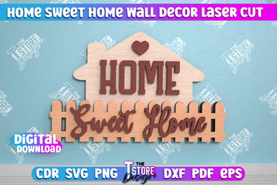 Home Sweet Home Wall Décor | Happy Place | Housewarming Gift | Wall Sign | CNC File SVG The T Store Design 