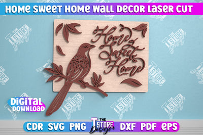 Home Sweet Home Wall Décor | Happy Place | Housewarming Gift | Wall Sign | CNC File SVG The T Store Design 