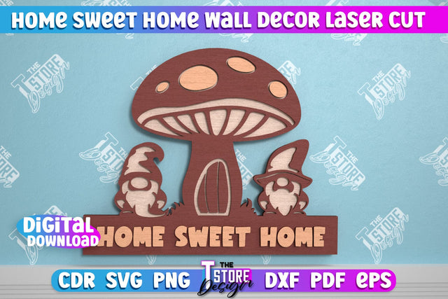 Home Sweet Home Wall Décor | Happy Place | Housewarming Gift | Wall Sign | CNC File SVG The T Store Design 