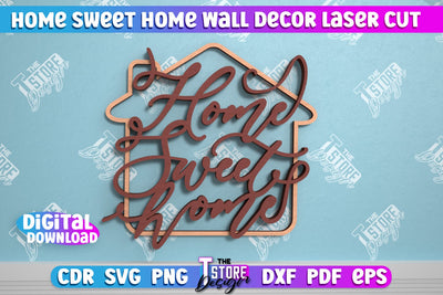 Home Sweet Home Wall Décor | Happy Place | Housewarming Gift | Wall Sign | CNC File SVG The T Store Design 